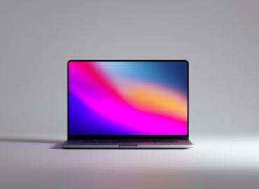 Modern Laptop with Abstract Background